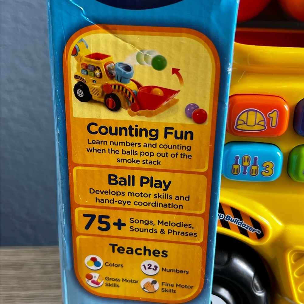 🆕 VTech Push & Pop Bulldozer - Bright Yellow - Picture 3 of 7